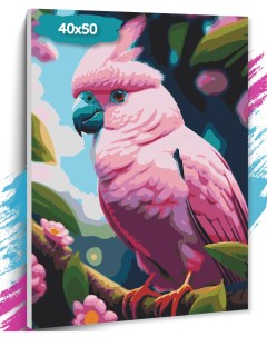 Картина по номерам Розовый попугай GK0065 холст на подрамнике 40х50 см Tt