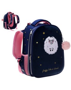 Рюкзак школьный Fluffy Sheep 38 х 28 х 16 см эргономичная спинка синий розовый Devente