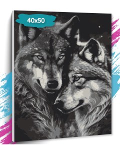 Картина по номерам Волки GK0228 Холст на подрамнике 40х50 см Tt