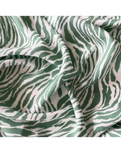 Ткань штапель зебра 04468 зелёный белый отрез 100x144 см Mamima fabric