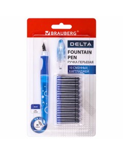 Ручка перьевая Delta 143954 с 10 сменными картриджами Brauberg