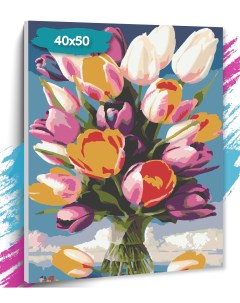 Картина по номерам Тюльпаны в вазе GK0245 Холст на подрамнике 40х50 см Tt