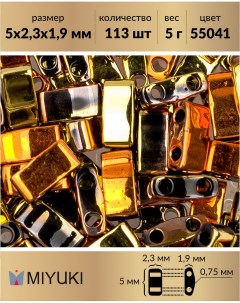Бисер Half Tila 5х2 3 мм Непрозрачный черный California Gold Rush 55041 5 гр Miyuki