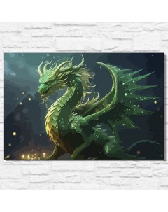 Картина по номерам Новый год деревянный зеленый дракон 12786 60х40 см Бруталити