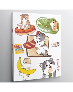 Картина по номерам Коты и еда холст на подрамнике 30x40 см Red panda
