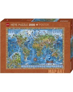 Пазл Heye Географическая карта Земли 2000 деталей Heye puzzle