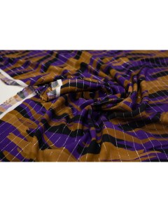 Ткань MON04907 Вискоза с люрексом фиолетово коричневый принт 100x140 см Unofabric