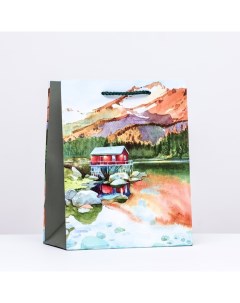 Пакет подарочный Домик у озера 18х22 3х10 см Арт-дизайн