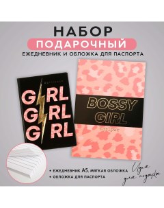 Набор обложка для паспорта и ежедневник girl Artfox