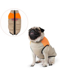 Куртка для собак на молнии размер 8 дс 23 см ог 30 ош 22 см бежевая с оранжевым Nobrand