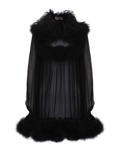 Шелковое платье с отделкой перьями Saint laurent