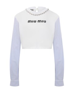 Хлопковый пуловер Miu miu