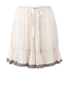 Шелковая мини юбка с контрастной отделкой и пайетками Chloe