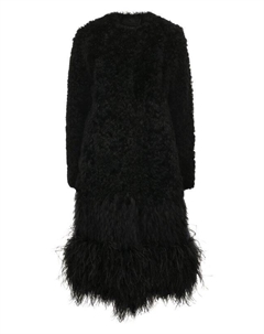 Шуба с отделкой перьями Prada