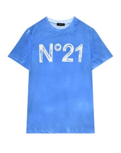 Футболка с логотипом на груди синяя No21
