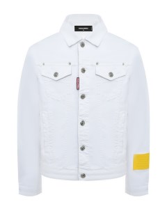 Куртка джинсовая с логотипом на спине белая Dsquared2