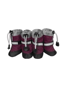 Утеплённые ботинки для собак бордовые со светоотражающей полосой XL Yami-yami одежда