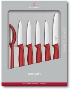 Набор ножей кухон Swiss Classic Kitchen 6 7111 6G компл 6шт красный подар коробка Victorinox