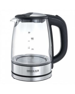 Чайник электрический DL 1204B черный 1 7 л 2200 Вт скрытый нагревательный элемент стекло Delta lux