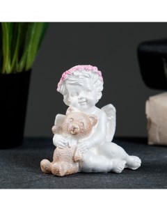 Фигурка Ангелочек с мишкой сидит 7х7х5 см Хорошие сувениры