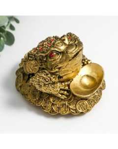 Фигурка Денежная жаба на монетах и золотых слитках 11х9х8 см Сима-ленд