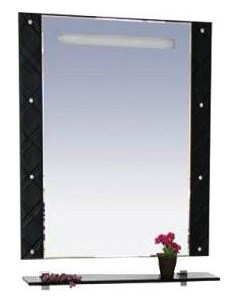 Зеркало с полкой Гранд Luxe 60 черно белая кожа cristallo Misty