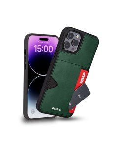 Чехол кожаный iphone 15 pro с карманом для карт Peelcas