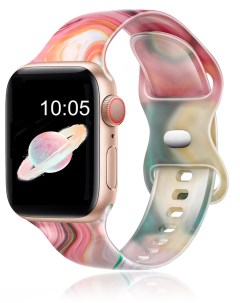 Силиконовый ремешок с принтом для Apple Watch Band Pink Blue Marble 38 40 41 Пианел