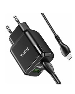 Сетевое зарядное устройство N6 18 Вт 2 USB QC3 0 3 А кабель Type C 1 м черный Hoco