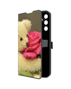 Чехол книжка Eco Book для Samsung Galaxy A15 4G A155 Медвежонок с розой черный Krutoff