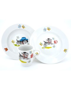 Детский набор посуды Озорные щенки тарелка миска кружка Дулевский фарфор