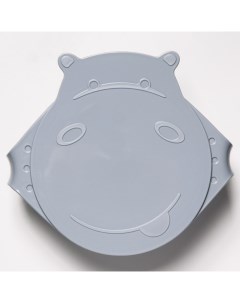 Детская тарелка Hello Hippo с крышкой цвет серый Lalababy