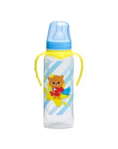 Бутылочка для кормления Мишка принц 250 мл цилиндр с ручками Mum&baby