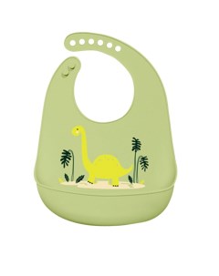 Нагрудник силиконовый с карманом Динозавр цвет зеленый Mum&baby