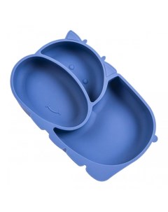 Тарелка детская силиконовая с секциями на присоске Бегемотик Синий Baby nice (отк)