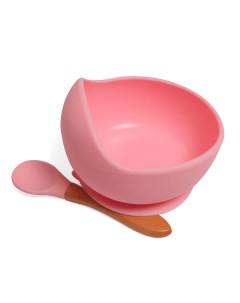 Комплект детской посуды тарелка на присоске розовый Baby nice