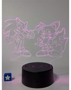 Настольный 3D светильник ночник Соник и Tейлз Sonic the Hedgehog usb 16 5 см Starfriend