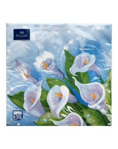 Салфетки бумажные Белые лилии трехслойные сервировочные 33 х 33 см 20 шт Art bouquet