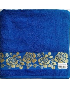 Полотенце DM Текстиль Розы 50x80 см маxровое синее Дм текстиль