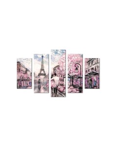 Модульная картина Любовь в Париже акварель 80х140 см Добродаров