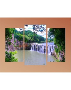 Модульная картина триптих Летний водопад 60х80 см Добродаров