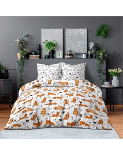 Комплект постельного белья Collection Котойога двуспальный поплин оранжевый Bravo