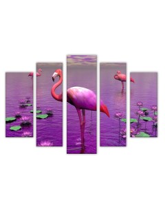 Модульная картина Розовый фламинго 80х140 см Добродаров