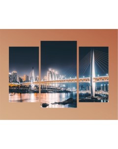 Модульная картина триптих Огни моста ТР1899 60x80 см Добродаров