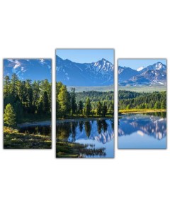 Модульная картина триптих Озеро в горах ТР2042 60x80 см Добродаров
