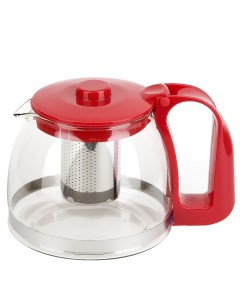 Заварочный чайник с фильтром стекло красный 1 25 л Nouvelle home