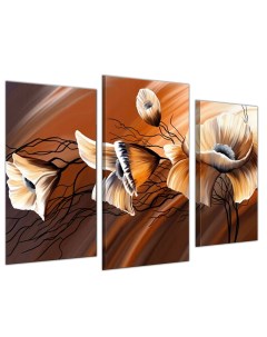 Модульная картина триптих Бежевые цветы ТР861 60x80 см Добродаров