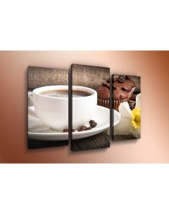 Модульная картина триптих ТР28 Чашка кофе с кексом 60х80 см Добродаров