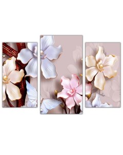 Модульная картина триптих Пастельные цветы ТР2164 60x80 см Добродаров