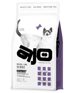 Сухой корм для кошек с чувствительным пищеварением Sense с олениной 1 5 кг Ajo
